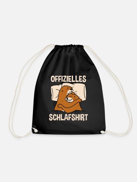 Offizielles Schlafshirt Otter Schlafanzug - Turnbeutel - Schwarz