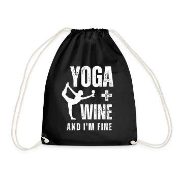 Yoga Wein Weinliebhaber Meditation Sport Freizet - Turnbeutel - Schwarz - Vorne