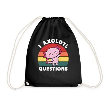 I Axolotl Questions Cute Axolotl - Drawstring Bag - black - Front
