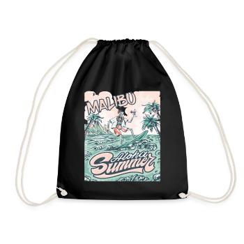 Surfing California Malibu Vacation Beach Surfing - Drawstring Bag - black - Front