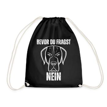 Dogge Schnauzer Hund Nein Lustiger Spruch Funshirt - Turnbeutel - Schwarz - Vorne