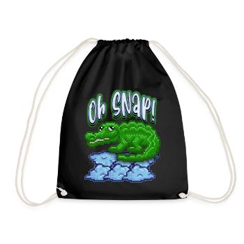 Crocodile Crocodile, funny saying, pun, pixel art - Drawstring Bag - black - Front