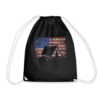 Camping Retro USA Flag Bushcraft 4th of July - Drawstring Bag - black - Front
