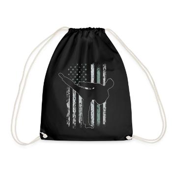 Capoeira Retro USA Flag Martial Arts 4th of July - Drawstring Bag - black - Front