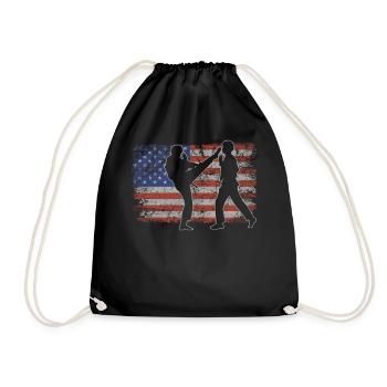 Capoeira Retro USA Flag Martial Arts 4th of July - Drawstring Bag - black - Front