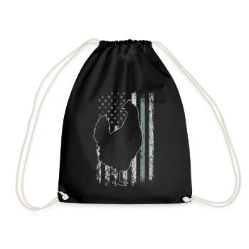 Chicken Farmer Retro USA Flag Farmer 4th of July - Drawstring Bag - black - Front