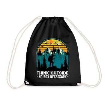 Think Outside No Box Hiking Nature Camping - Drawstring Bag - black - Front