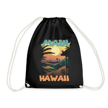 Retro Maui Hawaii Palmen Surfen im Ozean - Turnbeutel - Schwarz - Vorne