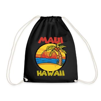 Maui-Palmen-Hawaii-Ferien-Ozean-Surfen - Turnbeutel - Schwarz - Vorne