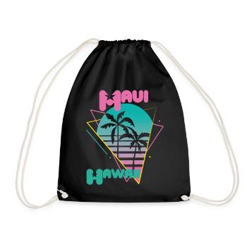 Vacances rétro Maui Hawaï Palmiers Plage Océan - Sac de sport léger - noir - Devant