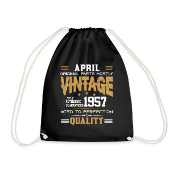 Vintage Aged To Perfection April 1957 - Drawstring Bag - black - Front