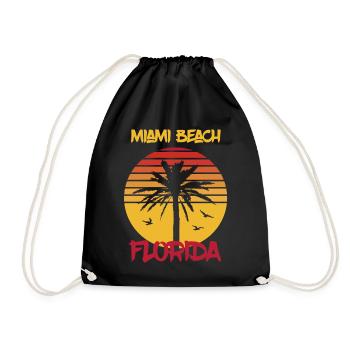 Florida Miami Beach Palmen Ocean Surfing - Turnbeutel - Schwarz - Vorne