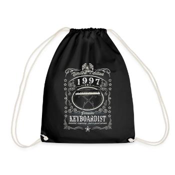 Vintage 1997 Keyboardist Birthday Gift Hobby - Drawstring Bag - black - Front