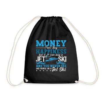 Jet Skiing Money Can't Buy Happiness Water Sports - Drawstring Bag - black - Front