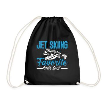 Jet Skiing My Favorite Watercraft Motor Boat Skier - Drawstring Bag - black - Front