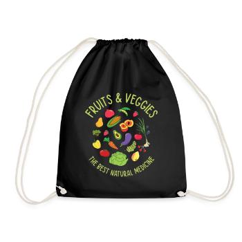 Natural Medicine Vegan Vegetables Fruit Lover - Drawstring Bag - black - Front