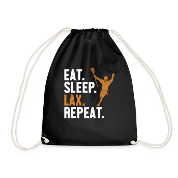 Eat Sleep Lax Repeat Intercrosse Lax Player - Drawstring Bag - black - Front