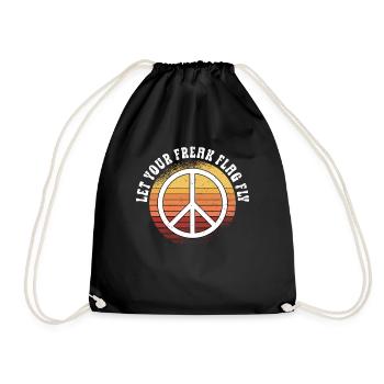 Hippie Peace Zeichen Frieden Blumen Blumenkind - Turnbeutel - Schwarz - Vorne