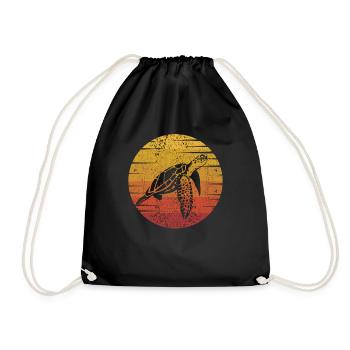 Retro Giant Tortoise Tortoise - Drawstring Bag - black - Front