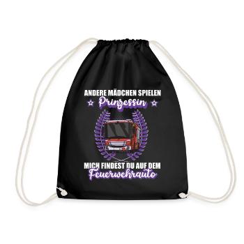 Feuerwehr Feuerwehrauto Feuerwehrfrau Beruf  - Turnbeutel - Schwarz - Vorne