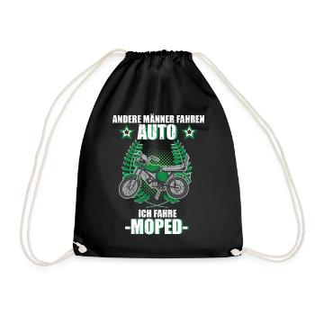Moped Mopedfahrer Retro Mofa Zweitakt - Turnbeutel - Schwarz - Vorne