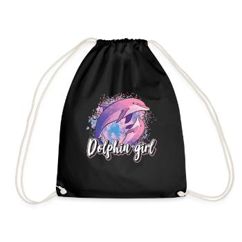Dolphin Girl Lovers Dolphins Dolphins Dolphins - Drawstring Bag - black - Front