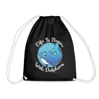 Das Leben Ist Besser Mit Delfinen Delfin Delfine - Turnbeutel - Schwarz - Vorne