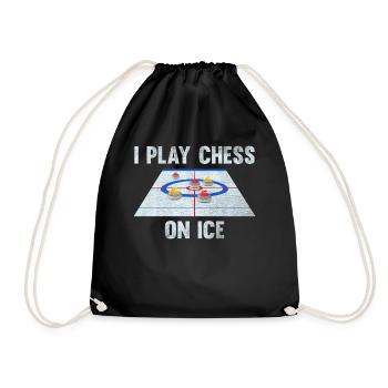 I play Chess on Ice Curling House - Drawstring Bag - black - Front