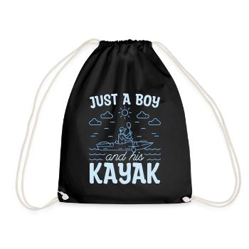 Kayaking Just A Boy And His Canoeing Kayak Lover - Drawstring Bag - black - Front