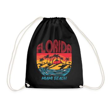 Miami Beach Florida Urlaub Ocean Beach Surfen - Turnbeutel - Schwarz - Vorne
