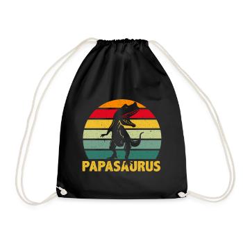 Papasaurus T-Rex Papa Father Dad Dino Funny - Drawstring Bag - black - Front