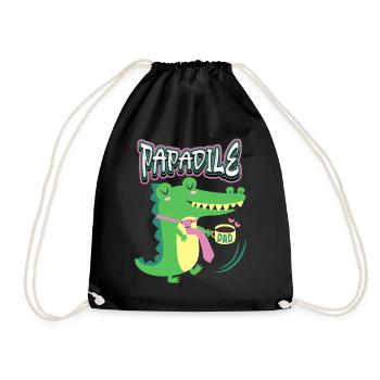 Papa father, crocodile crocodile saying Father's Day - Drawstring Bag - black - Front