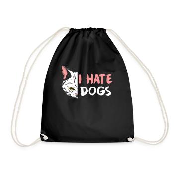 I Hate Dog Lovers Pet Cat Cats - Drawstring Bag - black - Front