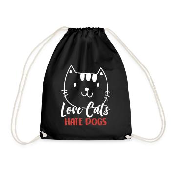Love Cats Hate Dogs Cat Lovers Pet - Drawstring Bag - black - Front
