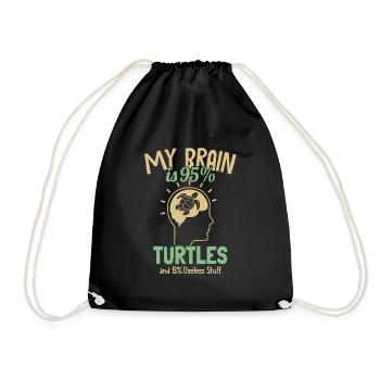 My Brain is 95% Turtles Aquatic Turtle - Drawstring Bag - black - Front