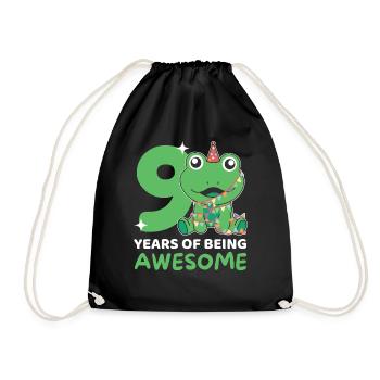 Frog for 9th birthday Children nine years old - Drawstring Bag - black - Front