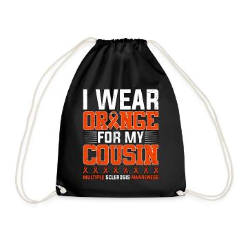 I Wear Orange For My Cousin Multiple Sclerosis - Drawstring Bag - black - Front