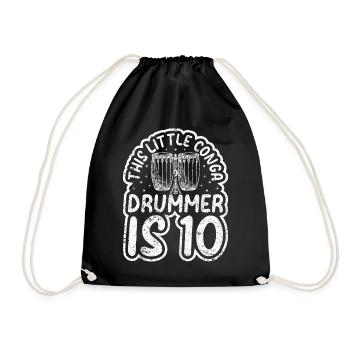 This Little Conga Drummer Is 10 Conga Birthday Con - Drawstring Bag - black - Front