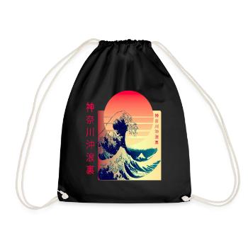 the big wave off Kanagawa Japan Art - Drawstring Bag - black - Front