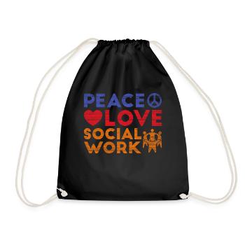 Peace Love Socialwork Social Worker - Drawstring Bag - black - Front