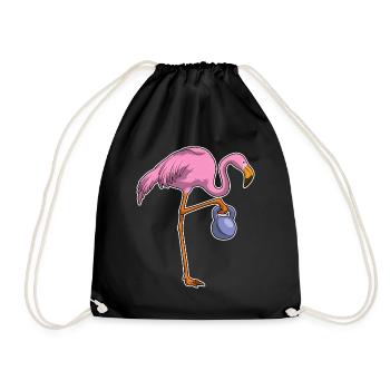 Flamingo Bodybuilder Dumbbell Bodybuilding - Drawstring Bag - black - Front