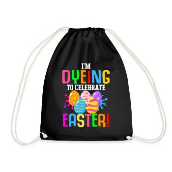 Easter Colorful Egg Dye Rabbit Egg Hunt - Drawstring Bag - black - Front