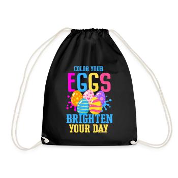 Easter Colorful Egg Dye Rabbit Egg Hunt - Drawstring Bag - black - Front