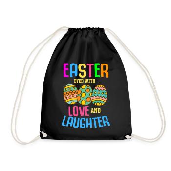 Easter Colorful Egg Dye Rabbit Egg Hunt - Drawstring Bag - black - Front