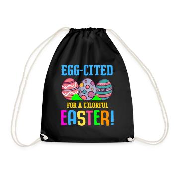 Easter Colorful Egg Dye Rabbit Egg Hunt - Drawstring Bag - black - Front