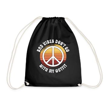 Hippie Peace Zeichen Frieden Blumen Blumenkind - Turnbeutel - Schwarz - Vorne
