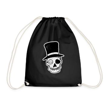 Mr. Dead Gentleman Totenkopf Halloween Magier - Turnbeutel - Schwarz - Vorne