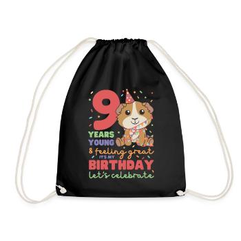 Guinea pig for the 9th birthday Children nine - Drawstring Bag - black - Front
