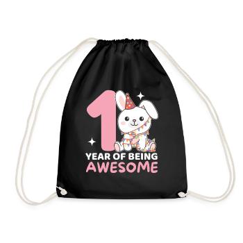 Rabbit for the 1st birthday for children one year old - Drawstring Bag - black - Front
