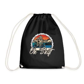 Mountain Bike Oh Shift Retro Cycling Bike Racer - Drawstring Bag - black - Front